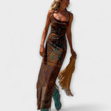 Taksówka - Unikalna Midi Sukienka z Dekoltem