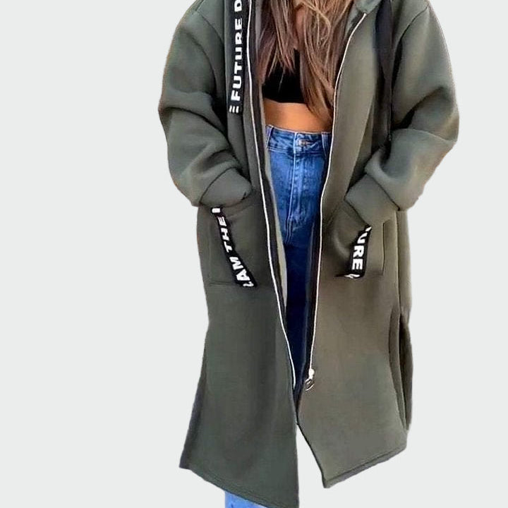 Długi płaszcz z kapturem