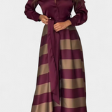 Długa Sukienka Koszulowa z Paskiem w Printy