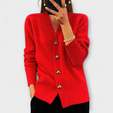 Mari – Damski sweter z dekoltem w kształcie V w stylu vintage