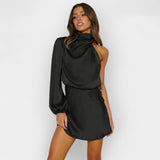 Asymetryczna Sukienka Satynowa