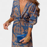 Sukienka Ema Maxi z dekoltem V i przednim węzłem