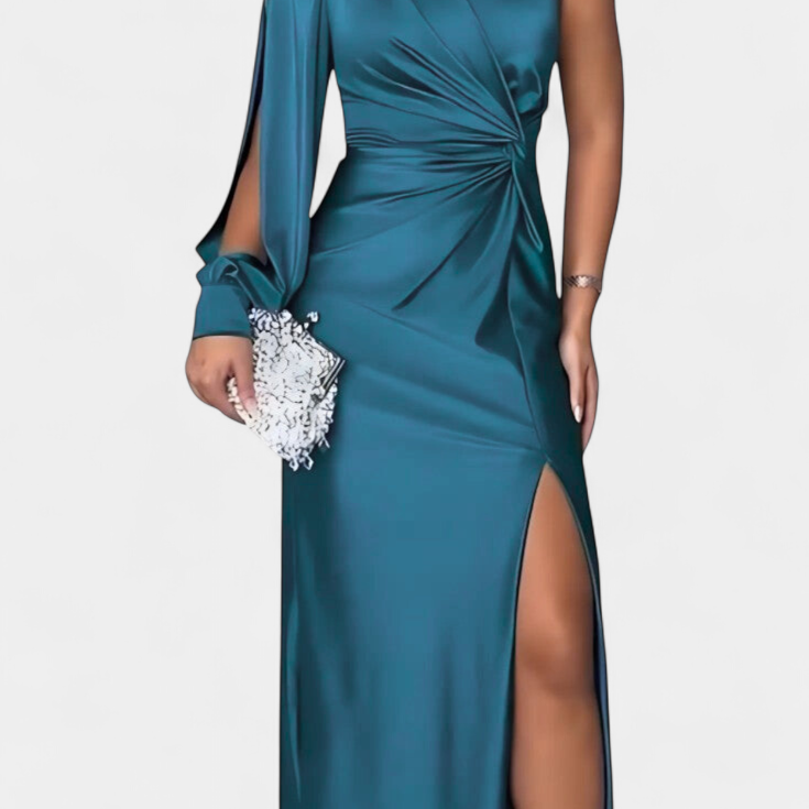 Gabriela Asymetryczna Sukienka z Drapowaniem na Jedno Ramię