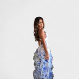 Miryana - Długa kolorowa sukienka z falbanami