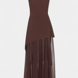 Sukienka bez Rękawów z Szyfonu z Bocznie Rozcięciem