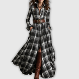 Julia | Długa damska sukienka w kratę – elegancka i wygodna