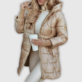 Lina | Długa, ciepła pikowana kurtka z obszernym kapturem