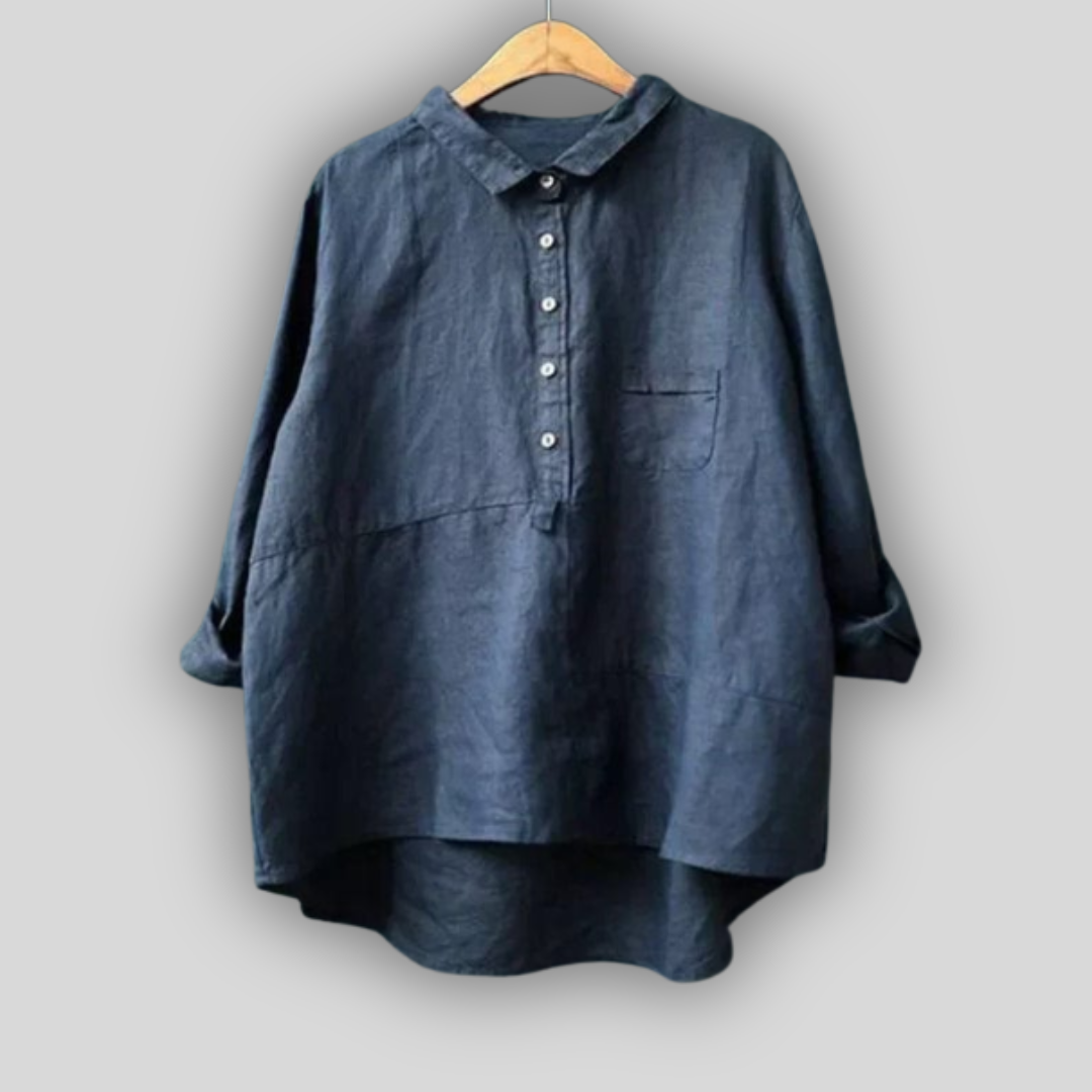 Lniana bluzka zielona prostota