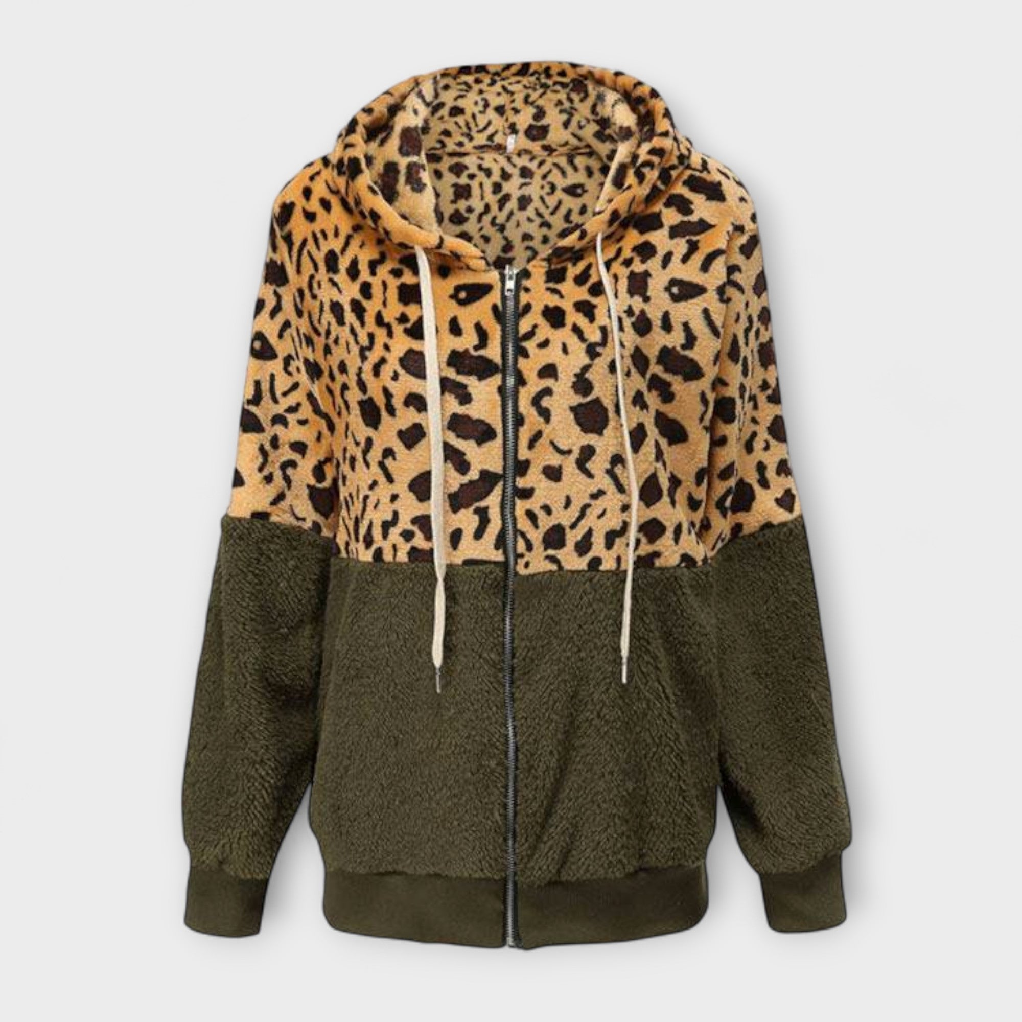 Lea - Fleece'owa kurtka z kapturem w leoparda