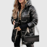 Lina | Długa, ciepła pikowana kurtka z obszernym kapturem