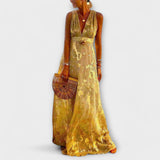 Sukienka z dekoltem w kształcie litery V i detalami z cekinów