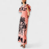 Stylowa bluzka bez rękawów z motywami palm i tropikalnych ptaków