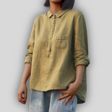 Lniana bluzka zielona prostota