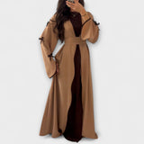 Stylowy Kardigan i Sukienka w Połączeniu z Dekoracją z Rękawem