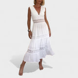 Elena - Elegancka Sukienka Chipkowa z Dekoltem w Kształcie V