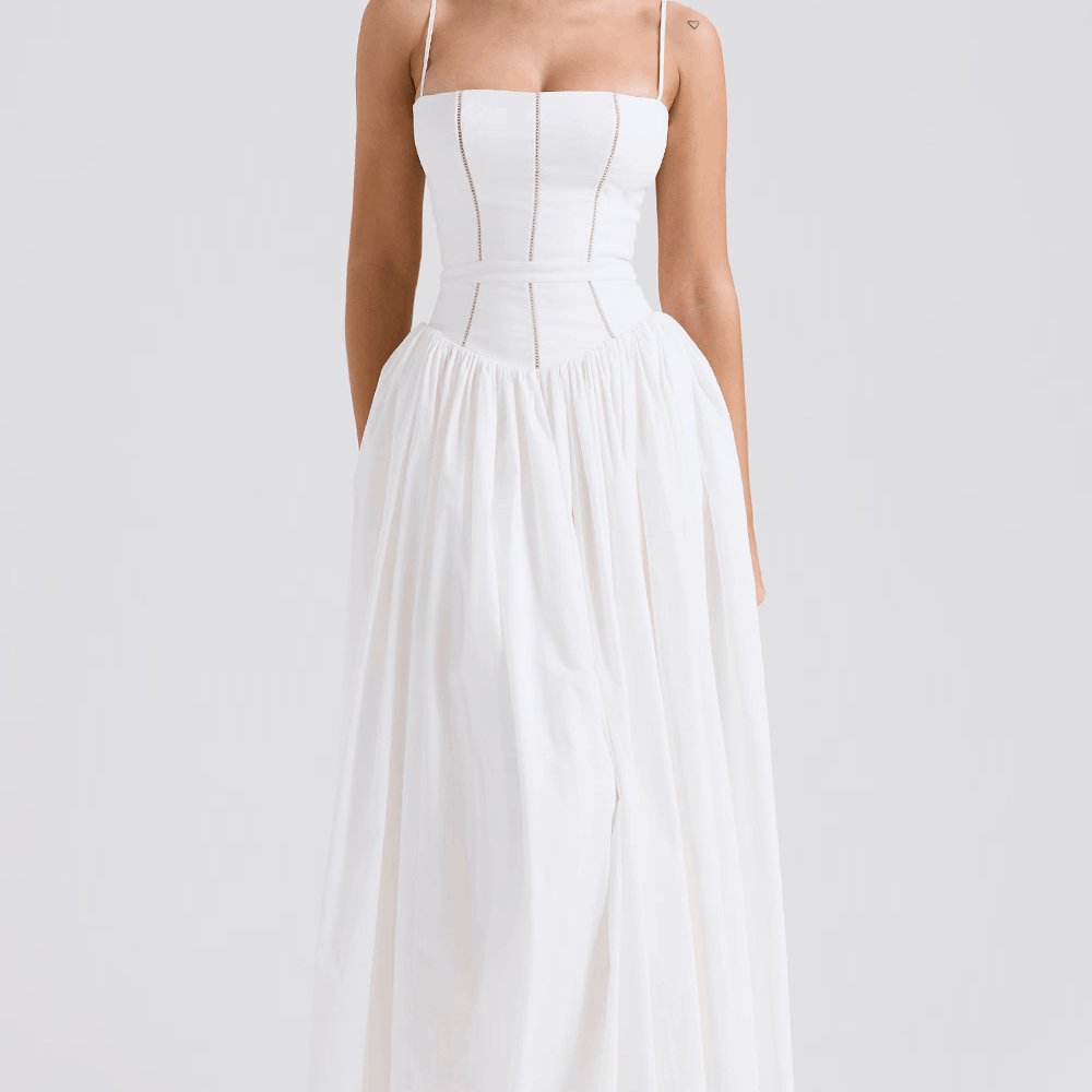 Maxi sukienka z cienkimi ramiączkami i kolorowym wzorem