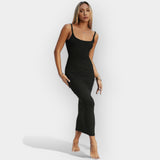 Sukienka midi z odkrytymi plecami i stylem