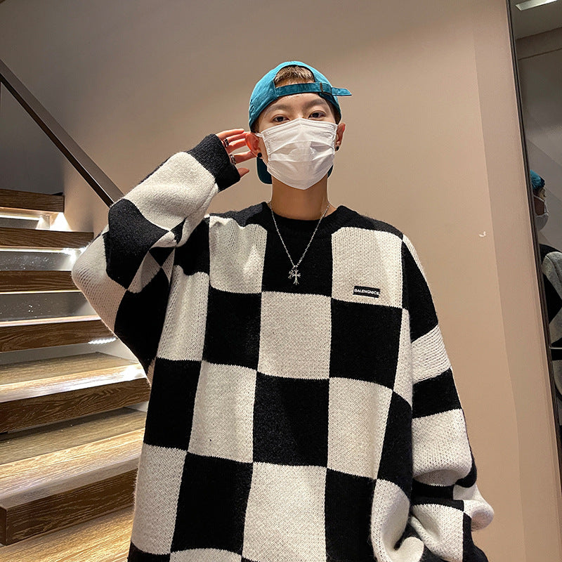 Kolorowy sweter z okrągłym dekoltem dla mężczyzn