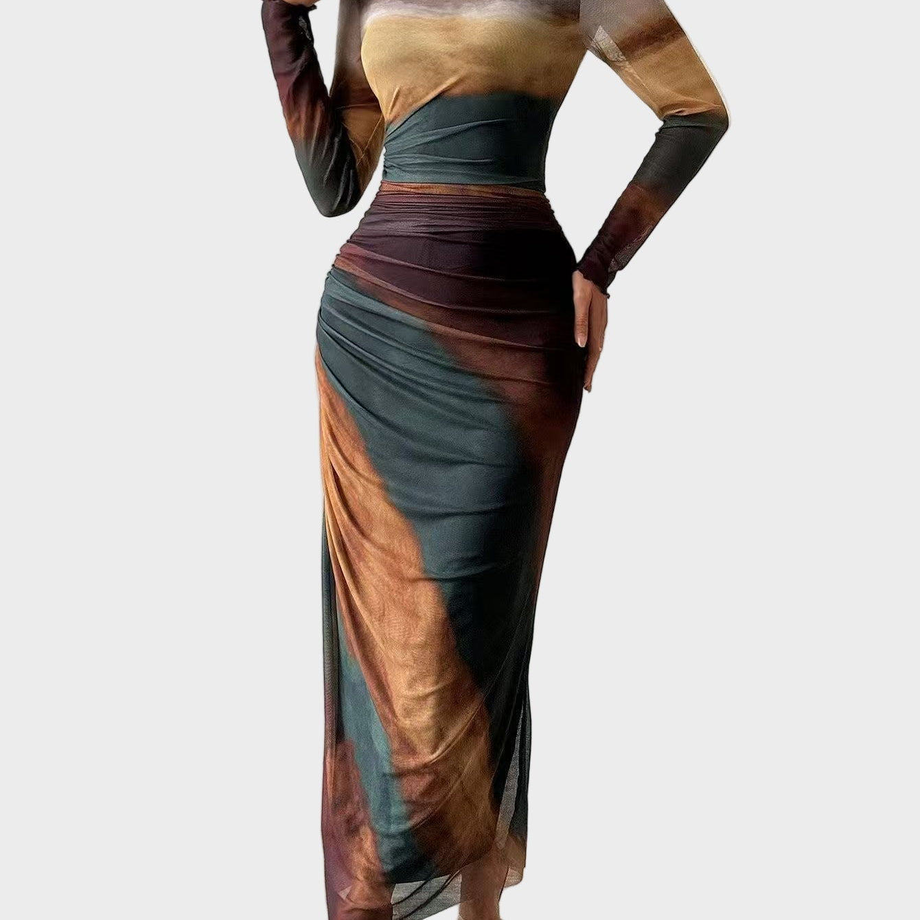 Torino – Długa wygodna sukienka w deseń