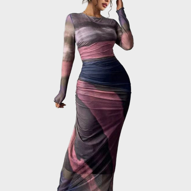 Torino – Długa wygodna sukienka w deseń