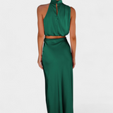 Luźna Drapowana Bluzka Bez Pleców