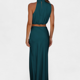 Luźna Drapowana Bluzka Bez Pleców