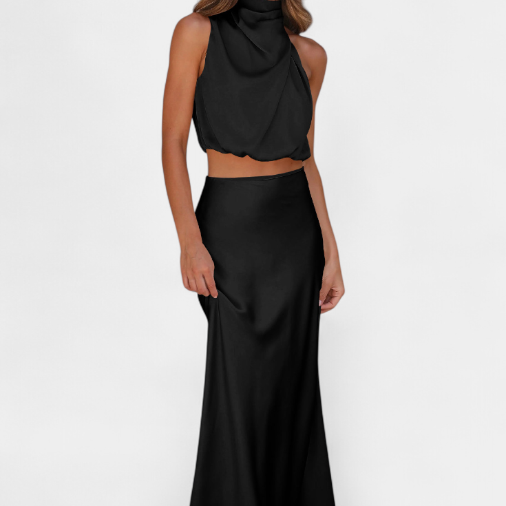 Luźna Drapowana Bluzka Bez Pleców