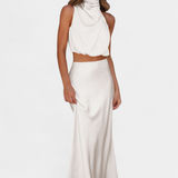 Luźna Drapowana Bluzka Bez Pleców