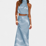 Luźna Drapowana Bluzka Bez Pleców