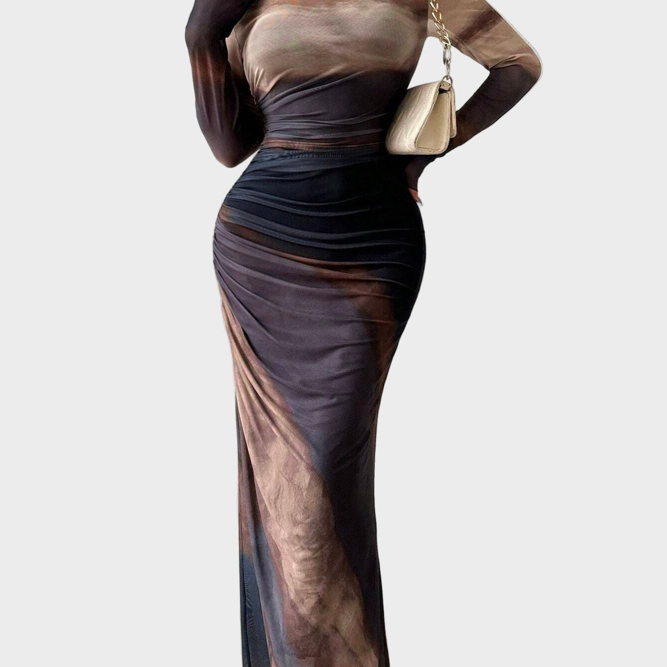 Torino – Długa wygodna sukienka w deseń