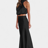 Luźna Drapowana Bluzka Bez Pleców