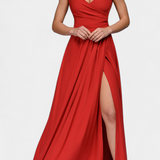 Sukienka Tatiana z Drapowaniem Z Przodu i Zakrytym Wycięciem