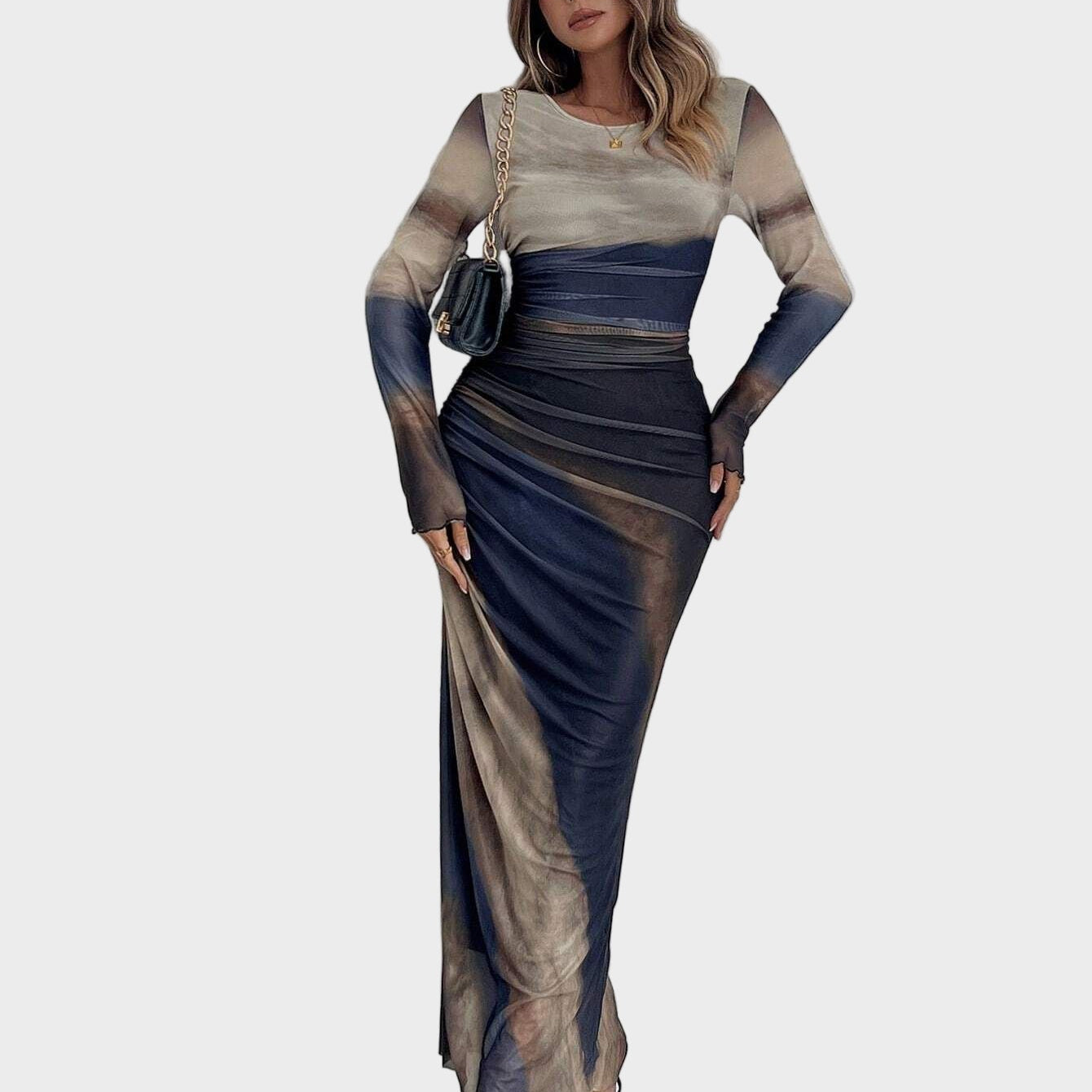 Torino – Długa wygodna sukienka w deseń