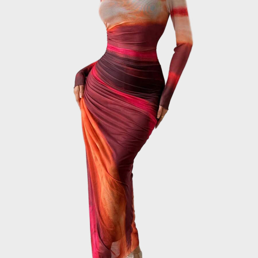 Torino – Długa wygodna sukienka w deseń