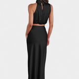 Luźna Drapowana Bluzka Bez Pleców