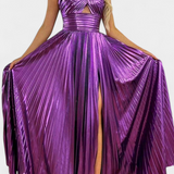 Sukienka Branimira Maxi Metalik z Zakładką i Rozkloszowaniem