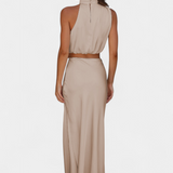 Luźna Drapowana Bluzka Bez Pleców