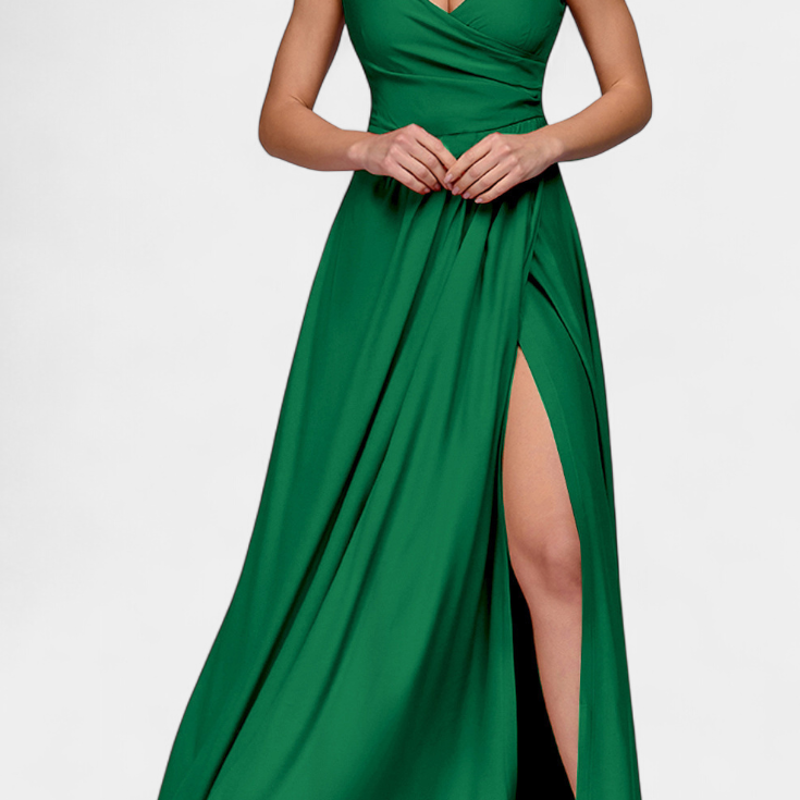 Sukienka Tatiana z Drapowaniem Z Przodu i Zakrytym Wycięciem