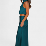 Luźna Drapowana Bluzka Bez Pleców