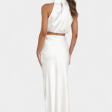 Luźna Drapowana Bluzka Bez Pleców