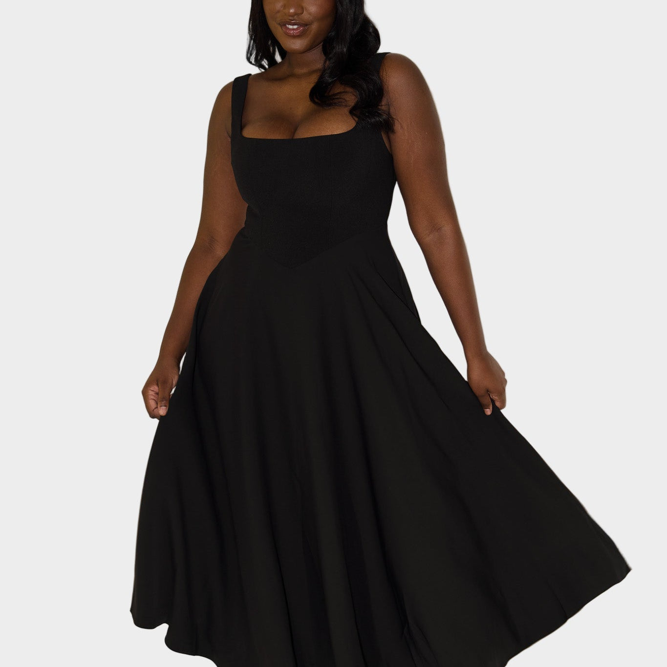 Wieczna Midi Sukienka z Elegancką Linią i Naturalnym Ruchem