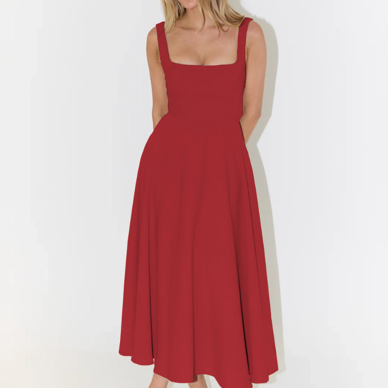 Elegancka Midi Sukienka z Romantyczną Linią