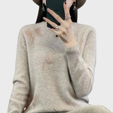 Spleciony Damski Sweter z Wzorem Motyla