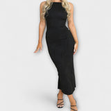 Elegancka długa sukienka bez rękawów