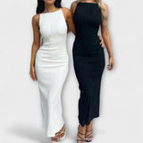 Elegancka długa sukienka bez rękawów