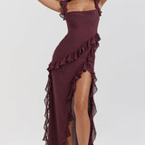 Meissa | Sukienka z Asymetrycznymi Falbanami