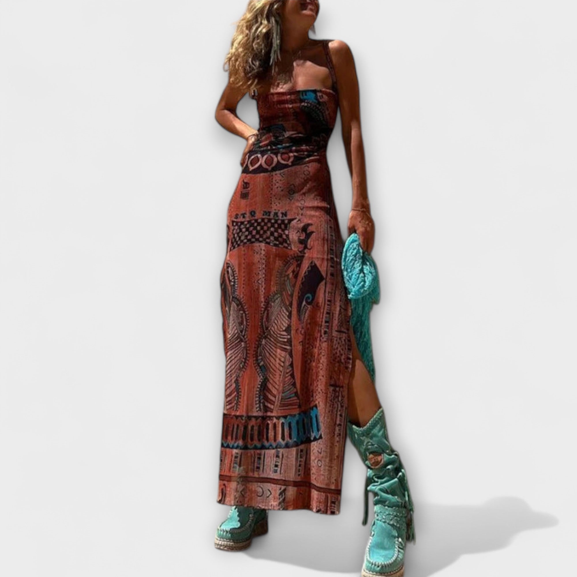 Taksówka - Unikalna Midi Sukienka z Dekoltem