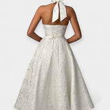 Midi Sukienka z Odkrytym Tyłem i Korsetowym Designem