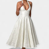 Midi Sukienka z Odkrytym Tyłem i Korsetowym Designem