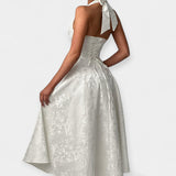 Midi Sukienka z Odkrytym Tyłem i Korsetowym Designem